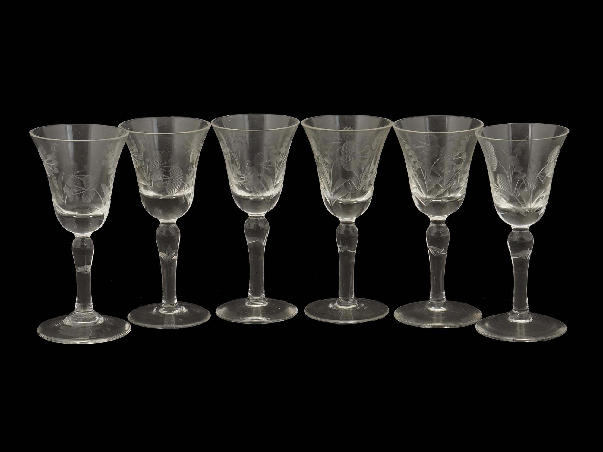 LARGE COLLECTION OF ETCHED GLASS DRINK WARES PIC-4